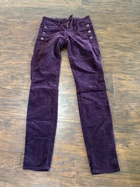 J Brand Women's Dark Burgundy Velour-Like Pants Size 25